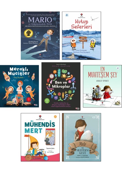Kutup Seferleri - Mario ve Gökyüzündeki Delik - En Muhteşem Şey - Ben ve Mikroplar - Meraklı Mucitler Uzay Seyahati - Mete ve Muhteşem Keşfi - Mühendis Mert 7'li Set
