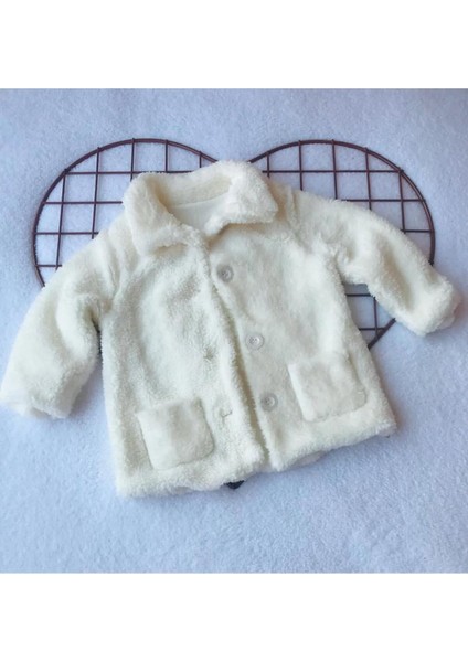 Kız Bebek Çocuk Beyaz Welsoft Peluş Astarlı Hırka Mont
