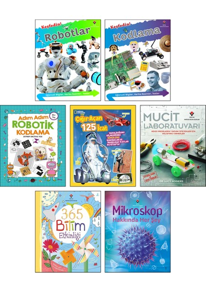 Keşfedin! Kodlama - Keşfedin! Robotlar - Adım Adım Robotik Kodlama - Çığır Açan 125 İcat - Mucit Laboratuvarı - 365 Bilim Etkinliği - Mikroskop Hakkında Her Şey 7'li Set