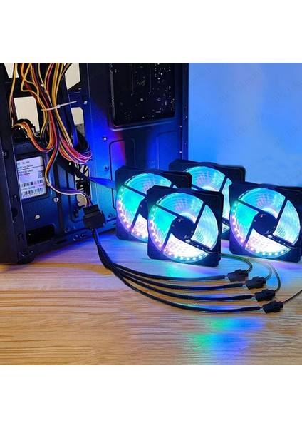 15 Pin Sata To 4 x 3pin-4pin Pmw 12V Pc Kasa Fanı Güç Adaptör Kablosu