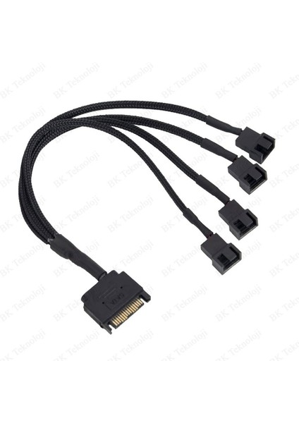 15 Pin Sata To 4 x 3pin-4pin Pmw 12V Pc Kasa Fanı Güç Adaptör Kablosu