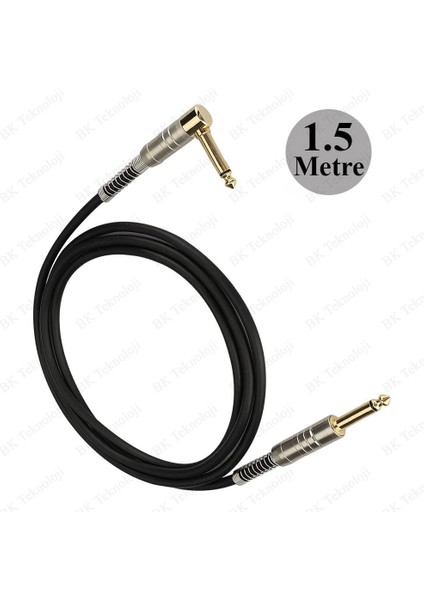 Yüksek Kalite 6.35MM Mono Düz - 6.35MM 1/4 Inç Erkek Dik Açı Ses Kablosu 1,5 Metre fiyatları