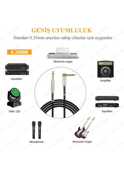 Yüksek Kalite 6.35MM Mono Düz - 6.35MM 1/4 Inç Erkek Dik Açı Ses Kablosu 1,5 Metre modelleri