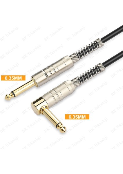 Yüksek Kalite 6.35MM Mono Düz - 6.35MM 1/4 Inç Erkek Dik Açı Ses Kablosu 1,5 Metre fırsatları