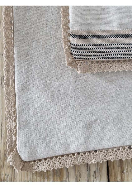 43 x 43 Ön Kahve Çizgili Arkası Düz Ham Keten Kırlent modelleri