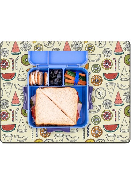 School Meyve Partisi Krem Sıvı Geçirmez Beslenme Matı Kaymaz Yıkanabilir Okul Yemek Pad 35X45CM