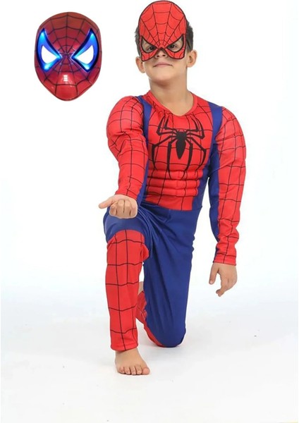 Spiderman Kostümü Kaslı Çocuk Işıklı Maskeli Örümcek Adam Kaslı Kostümü Maskeli Parti Kıyafeti fiyatları