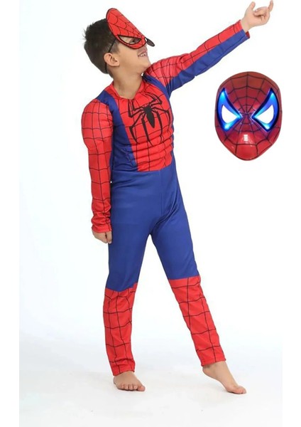 Spiderman Kostümü Kaslı Çocuk Işıklı Maskeli Örümcek Adam Kaslı Kostümü Maskeli Parti Kıyafeti modelleri