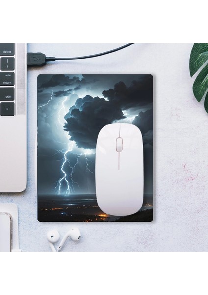 Sonictouch Göklerin Ay Yıldızı Şimşek Temalı Kaydırmaz Gaming Oyuncu Dikişsiz Mouse Pad 17X21CM