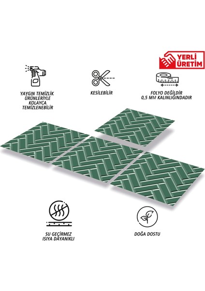 Kendinden Yapışkanlı Zümrüt Balıksırtı Desenli Pvc Karo 30X30 cm (56 Adet) 5m2