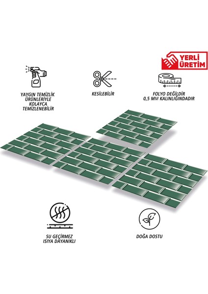 Kendinden Yapışkanlı Zümrüt Metro Desenli Pvc Karo 30X30 cm (11 Adet) 1m2