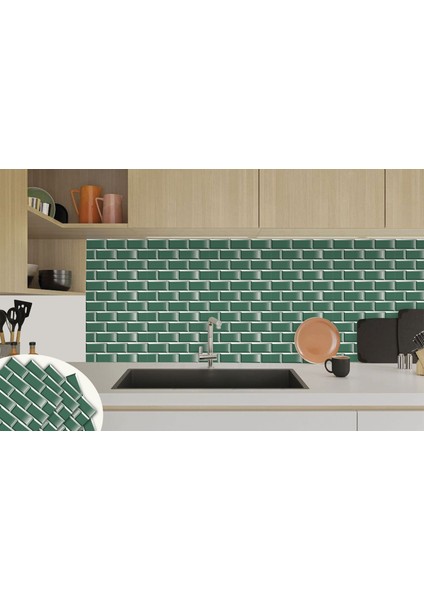 Kendinden Yapışkanlı Zümrüt Metro Desenli Pvc Karo 30X30 cm (11 Adet) 1m2