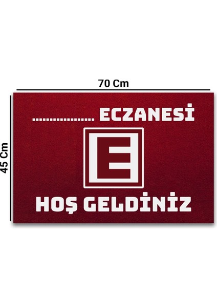 Isme, Kişiye Veya Firmaya Özel Eczane Logolu Kırmızı Hoş Geldiniz Kapı Önü Paspası 45X70CM