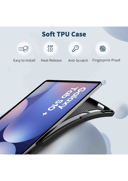 Samsung Galaxy Tab S10+ Plus SMX820 Case Kalem Bölmeli Tam Kılıp Kılıfı fırsatları