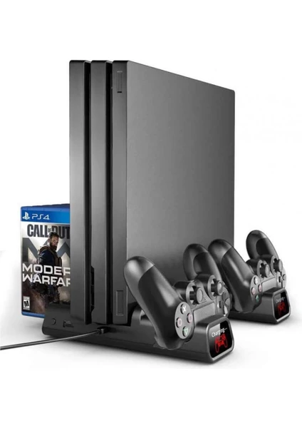 PS4 Pro ve Slim İçin Fanlı Dikey Soğutucu ve Kol Şarj Edici Organizatör Stand TP4-882