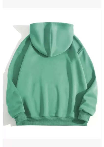 3 Iplik Pamuklu Unisex Kapşonlu Sweetshirt - Mint Yeşili fiyatları