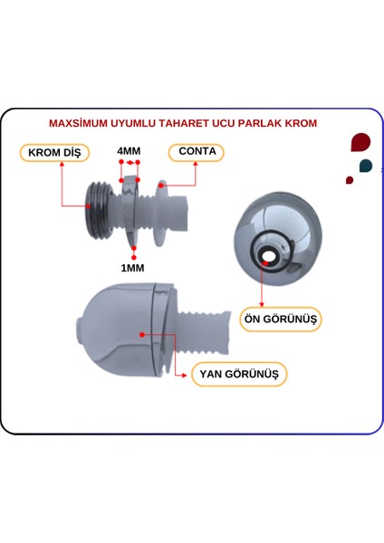 311464YP1TE Taharet Ucu Fıskiye Ayarlı Krom Metal(Tk8°)
