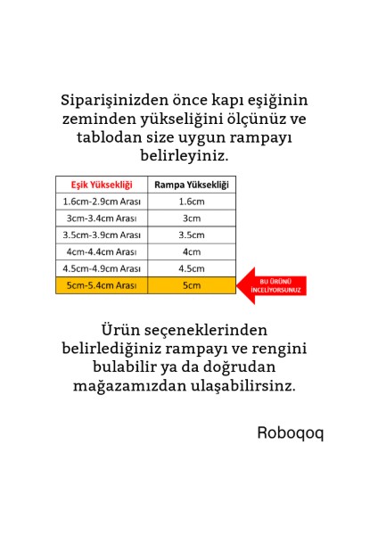 5cmx75cm Bantlı Beyaz Robot Elektrikli Süpürge Rampası Kapı Eşik Rampası