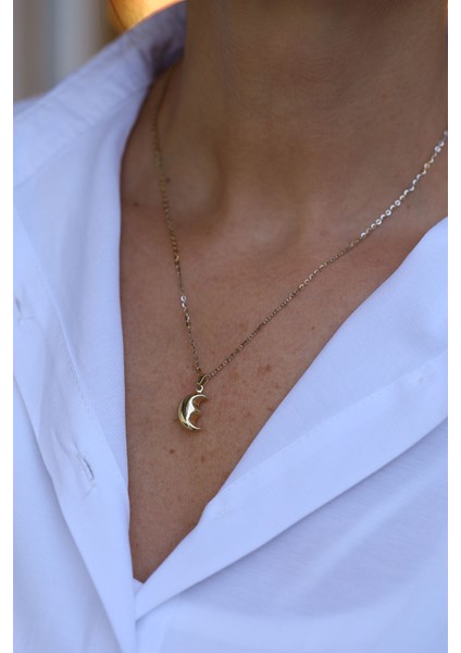 14 Ayar Altın Ay Kolye Ucu