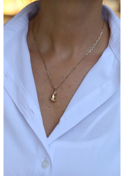 14 Ayar Altın Ay Kolye Ucu modelleri