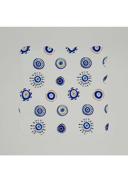 El Çizimi Nazar Boncuk Desenli Dijital Baskılı Lazer Kesimli Kokteyl Peçetesi