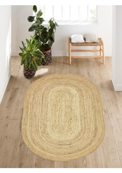 Boho 974 Oval Doğal Jüt Rengi Örgü Yuvarlak Natural Çift Taraflı Halı fiyatları