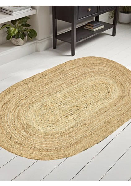 Boho 974 Oval Doğal Jüt Rengi Örgü Yuvarlak Natural Çift Taraflı Halı fırsatları