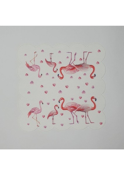 Tatlı Flamingo Desenli Dijital Baskılı Lazer Kesimli Kokteyl Peçetesi