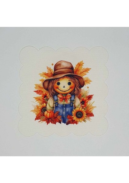 Sulu Boya Çiftçi Kız Desenli Dijital Baskılı Lazer Kesimli Kokteyl Peçetesi