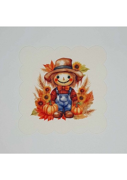 Sulu Boya Çiftçi Desenli Dijital Baskılı Lazer Kesimli Kokteyl Peçetesi