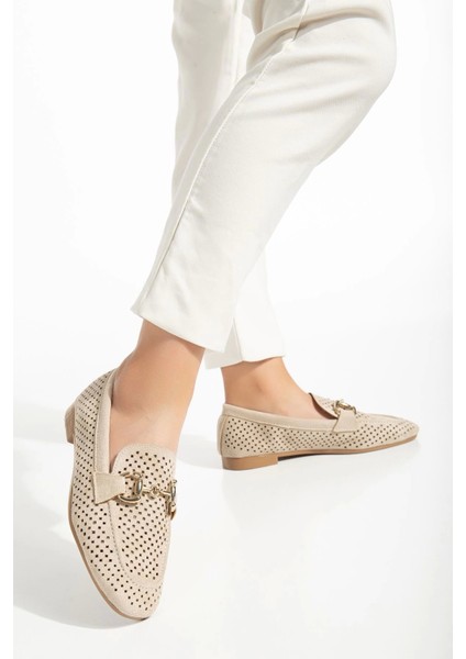 Bej Süet Delikli Günlük Kadın Babet fiyatları
