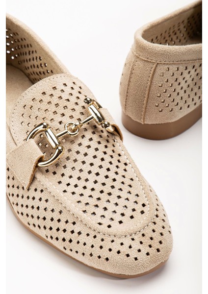 Bej Süet Delikli Günlük Kadın Babet indirimleri