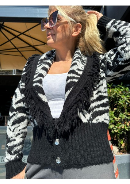 Imza 24K11016 Kısa Hırka Siyah-Beyaz fiyatları