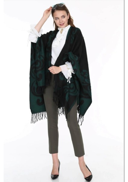 Kadın Çift Taraflı Desenli Panço Omuz Şal fiyatları