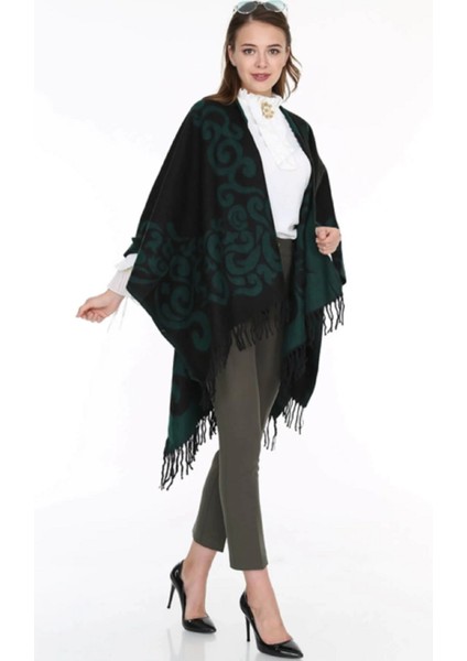 Kadın Çift Taraflı Desenli Panço Omuz Şal fırsatları