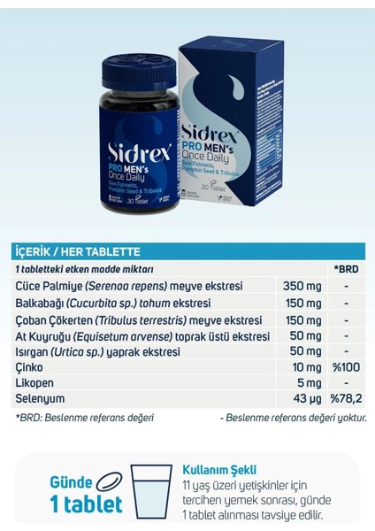 Pro Men's Once Daily - Cüce Palmiye Ekstresi İçeren Takviye Edici Gıda 30 Tablet indirimleri