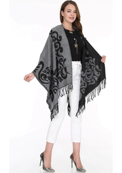 Kadın Çift Taraflı Desenli Panço Omuz Şal fırsatları