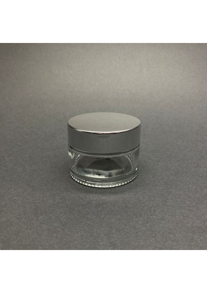 50 cc Cam Şeffaf Krem Kavanozu - Gümüş Aynalı Kapaklı Iç Contalı - 50 ml Şeffaf Cam Kavanoz -3 Adet