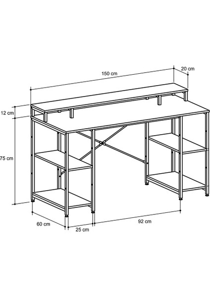 Optima Monitör Raflı Bilgisayar Masası