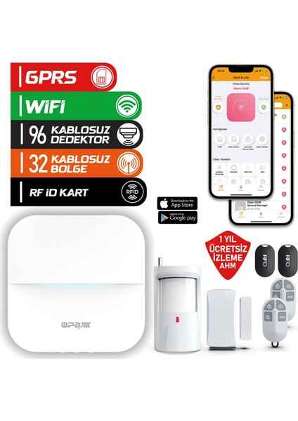 Opax-W20-S Beyaz Gprs I Gsm I Wifi Kablosuz Network Alarm