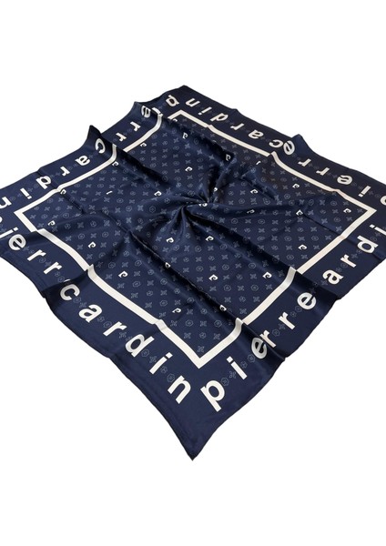 İpek Eşarp - 8940438-921 Lacivert Beyaz Twill