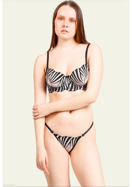 Brode Zebra Detaylı Tül Sütyen Takım modelleri