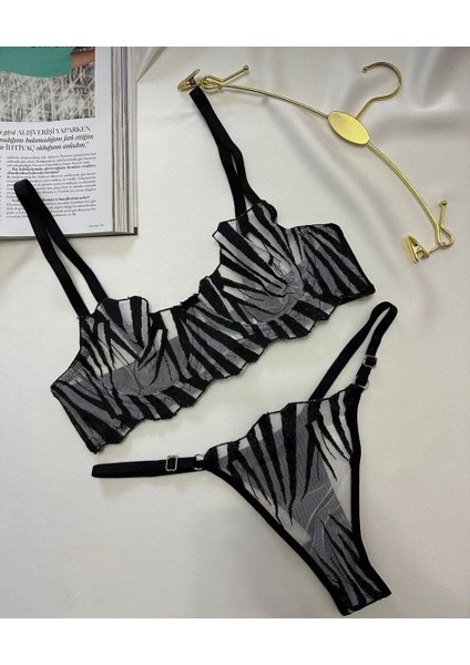 Brode Zebra Detaylı Tül Sütyen Takım fırsatları