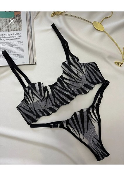 Brode Zebra Detaylı Tül Sütyen Takım indirimleri