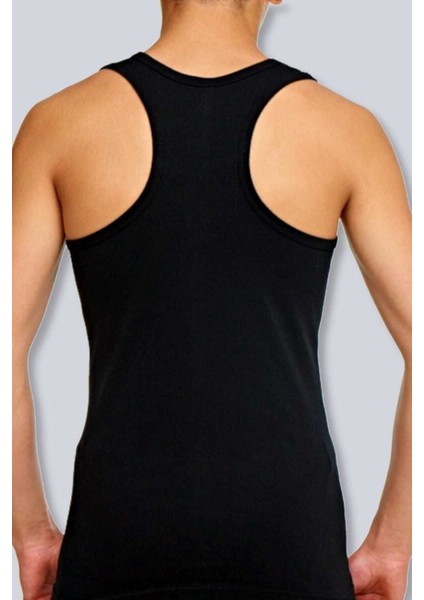 Erkek Siyah 3'lü Paket Pamuklu Ribana Rambo Atlet