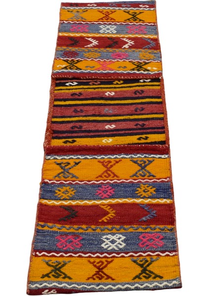 El Dokuma Otantik Nadir Çift Gözlü Yörük Yün Kilim Heybe 5194