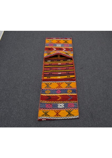 El Dokuma Otantik Nadir Çift Gözlü Yörük Yün Kilim Heybe 5194