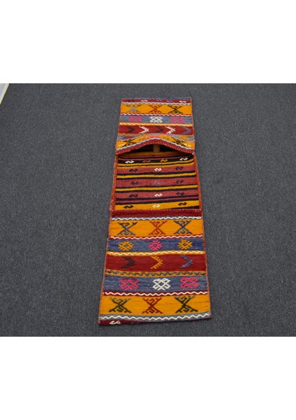 El Dokuma Otantik Nadir Çift Gözlü Yörük Yün Kilim Heybe 5194