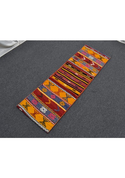 El Dokuma Otantik Nadir Çift Gözlü Yörük Yün Kilim Heybe 5194