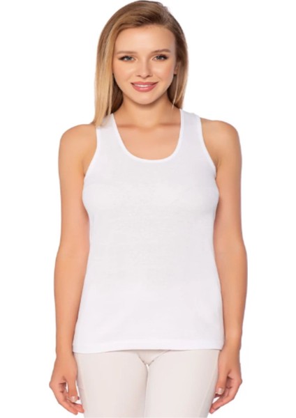 Kadın Ribana Geniş Askılı Düz Biye Atlet 6'lı Paket